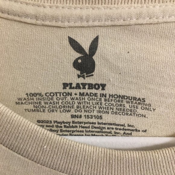 Men's Playboy Large Beige T Shirt New = Price is FIRM  Box TS1 - Picture 3 of 5